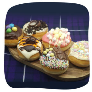 Easter Fudge Loaded Doughnuts